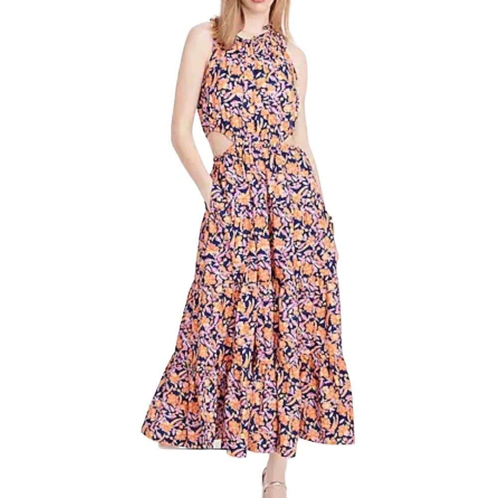 J. Crew Harbour Side-Cutout Dress in Painted Block Print, Size X-Large XL